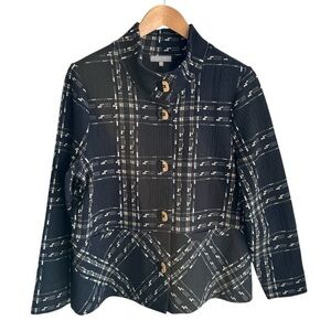 Habitat Check Plaid Lightweight Jacket Shirt Sz S Black Button Front Shacket EUC